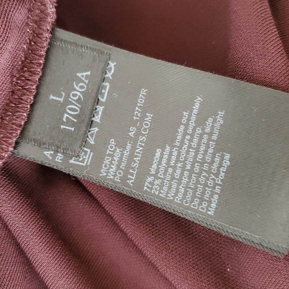 All Saints Elegant Birgundy Long Sleeve Top - Picture 4 of 8